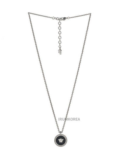 Enamel Medusa Pendant Necklace Black Silver - VERSACE - BALAAN 2