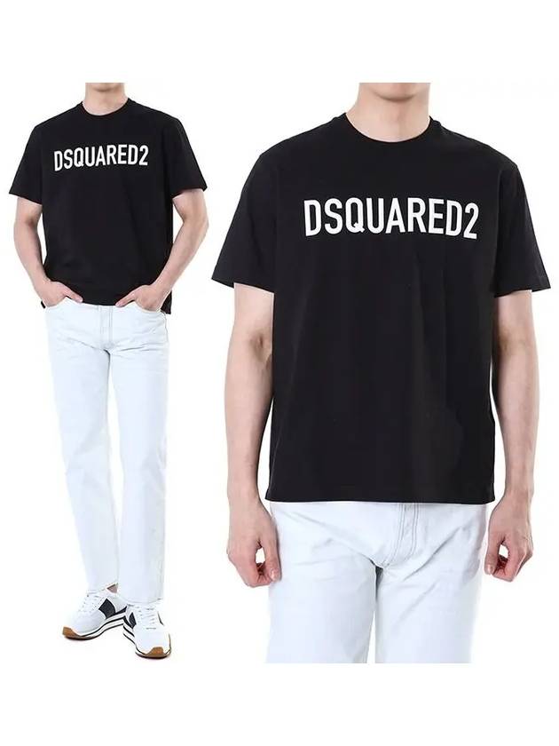 Logo Print Short Sleeve T Shirt Black - DSQUARED2 - BALAAN 3