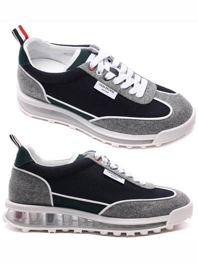 Melton Clear Sole Tech Runner Sneakers Navy Grey - THOM BROWNE - BALAAN 2