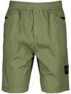 Men's Tela Waffen Patch Shorts Olive Khaki - STONE ISLAND - BALAAN 3