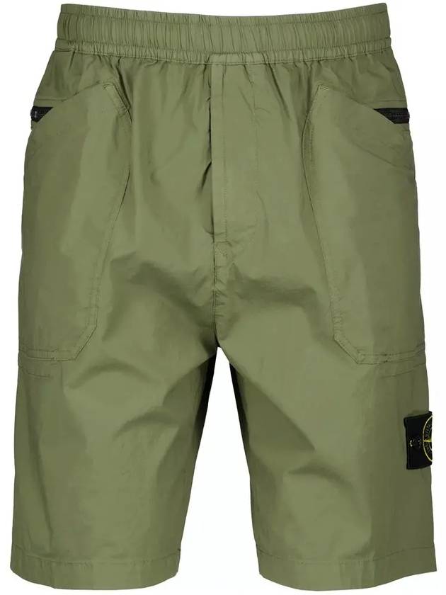 Men's Tela Waffen Patch Shorts Olive Khaki - STONE ISLAND - BALAAN 3