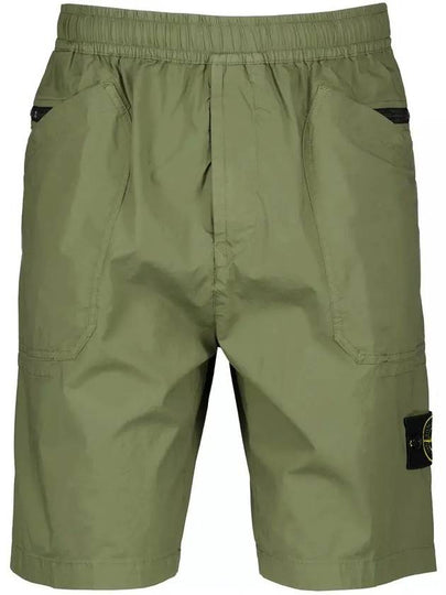 Men's Tela Waffen Patch Shorts Olive Khaki - STONE ISLAND - BALAAN 2