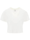 Embroidered Logo V-neck Short Sleeve T-shirt White - COURREGES - BALAAN 2