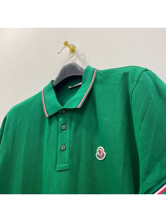 Men's Logo Three Stripes Point Short Sleeve Polo Shirt Green - MONCLER - BALAAN 5