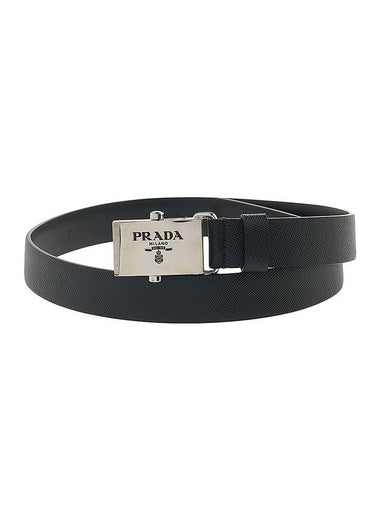 Saffiano Leather Belt Nero - PRADA - BALAAN 1