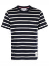 Stripe Pattern Short Sleeve T Shirt Black White - THOM BROWNE - BALAAN 2