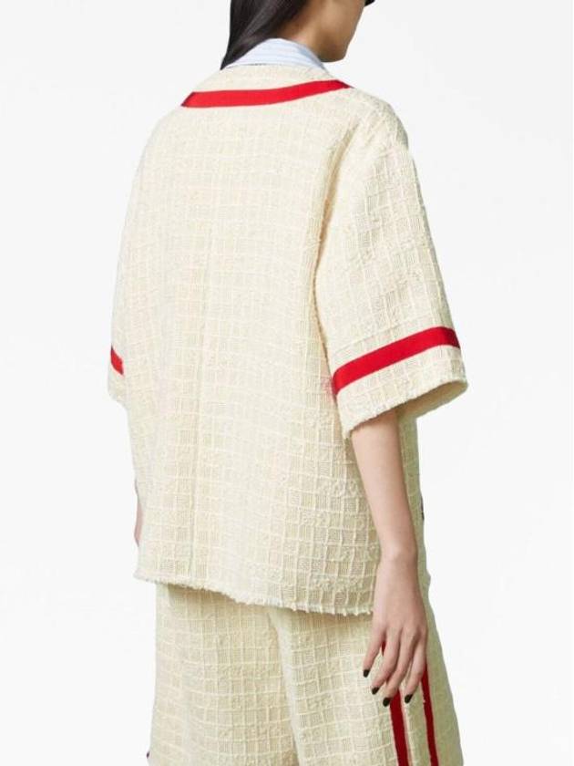 Embroidered Cotton Jacket Ivory Red - GUCCI - BALAAN 6