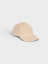 Cream Corduroy Triomphe Patch Baseball Cap 2AUG4109V 12CR - CELINE - BALAAN 2