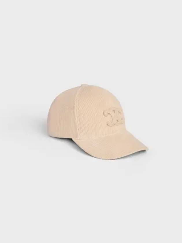 Cream Corduroy Triomphe Patch Baseball Cap 2AUG4109V 12CR - CELINE - BALAAN 2