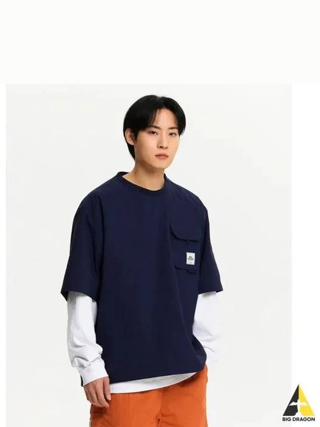 NBNCE21413 UNI Summer Seersucker Short Sleeve T Shirt NAVY - NEW BALANCE - BALAAN 1