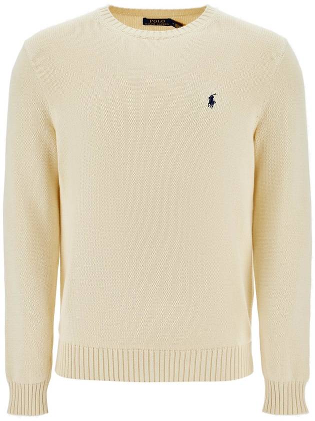 cream cotton sweater with embroidered logo - POLO RALPH LAUREN - BALAAN 1