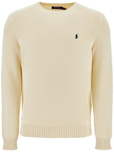 cream cotton sweater with embroidered logo - POLO RALPH LAUREN - BALAAN 1