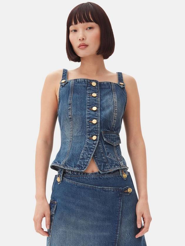 Heavy Washed Denim Sleeveless Blue - GANNI - BALAAN 2