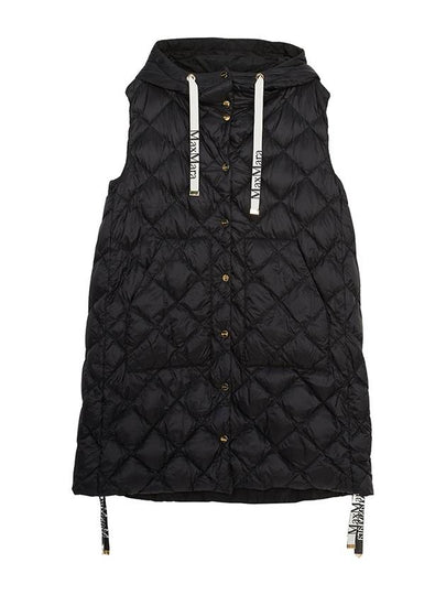 Sisoft Double-Sided Drawstring Hooded Padded Long Vest Black - MAX MARA - BALAAN 2