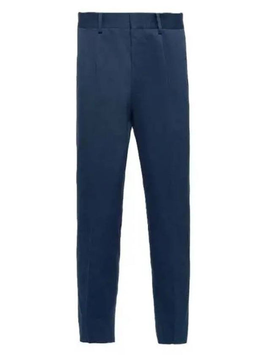 Triangle Logo Gabardine Straight Pants Navy - PRADA - BALAAN 2