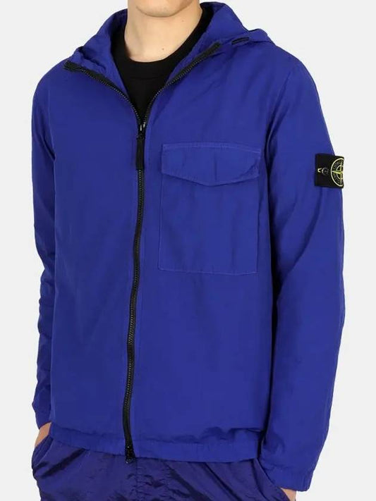 Naslan Shirt Hooded Jacket Blue - STONE ISLAND - BALAAN.