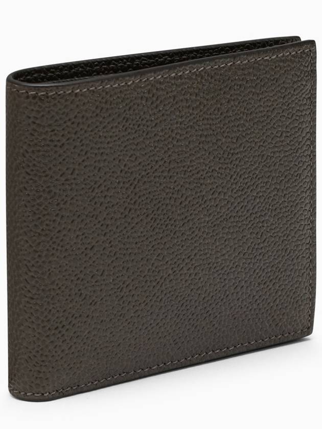 Pebble Grain Leather Half Wallet Dark Brown - THOM BROWNE - BALAAN 3