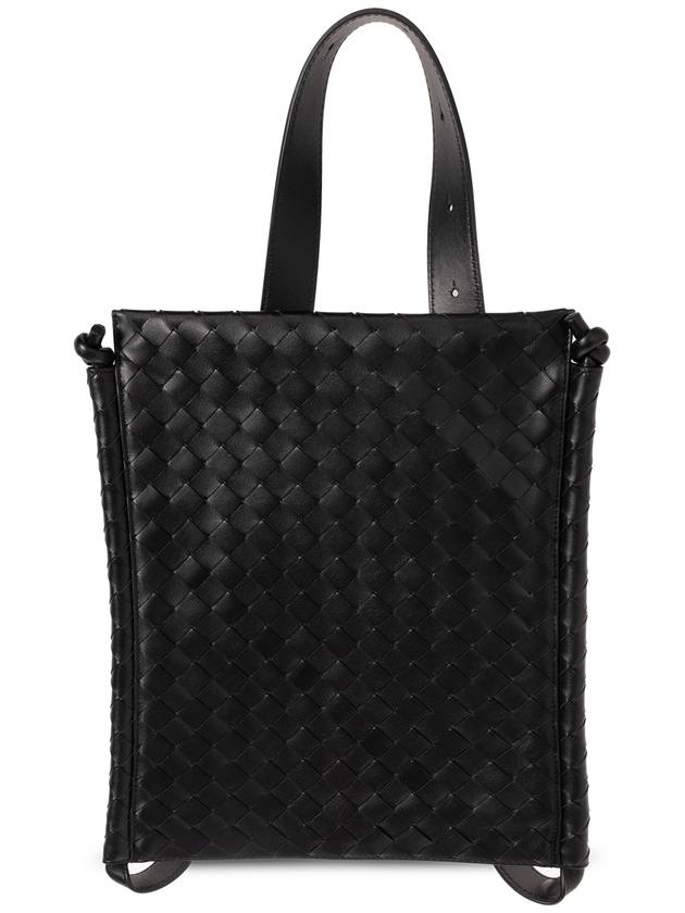 Intrecciato Flat Loop Large Leather Cross Bag Black - BOTTEGA VENETA - BALAAN 4