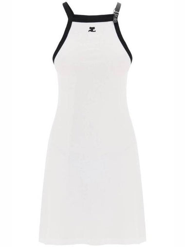 Buckle Contrast Short Dress White - COURREGES - BALAAN 1