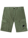 Men's Stretch Satin Lens Cargo Shorts Green - CP COMPANY - BALAAN 2