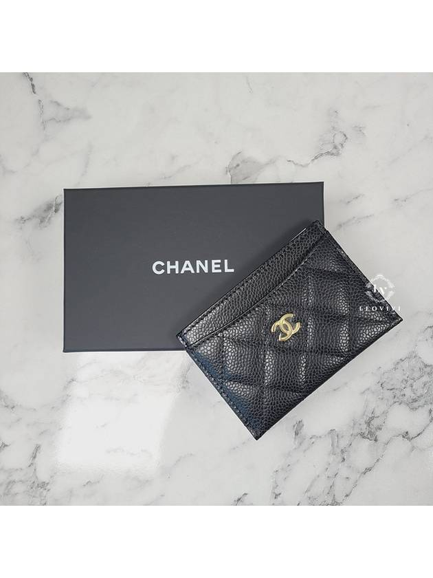 Classic Card Holder Grained Calfskin & Gold Black - CHANEL - BALAAN 4