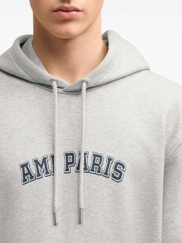 Classic Logo Print Hoodie Grey - AMI - BALAAN 5