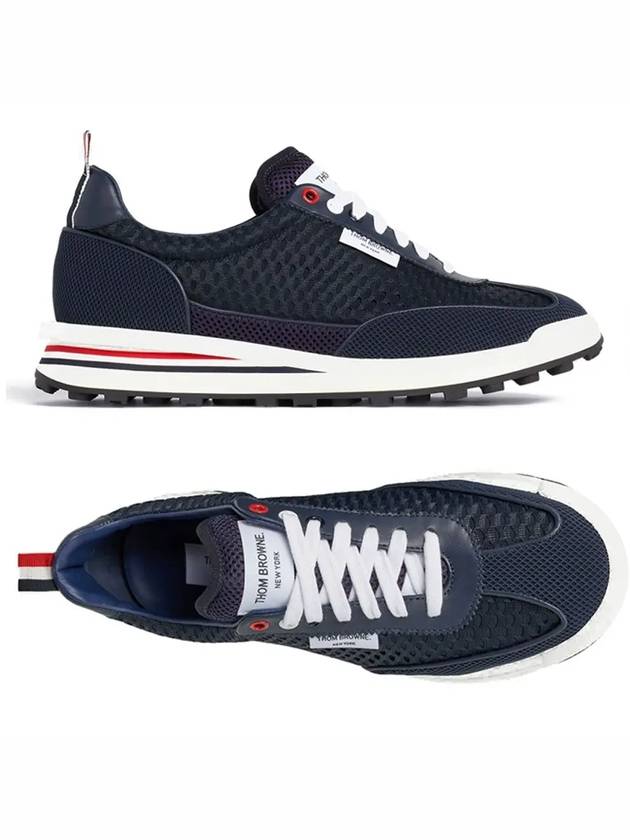 Men's Heavy Athletic Mesh Tech Runner Low Top Sneakers Navy - THOM BROWNE - BALAAN 2