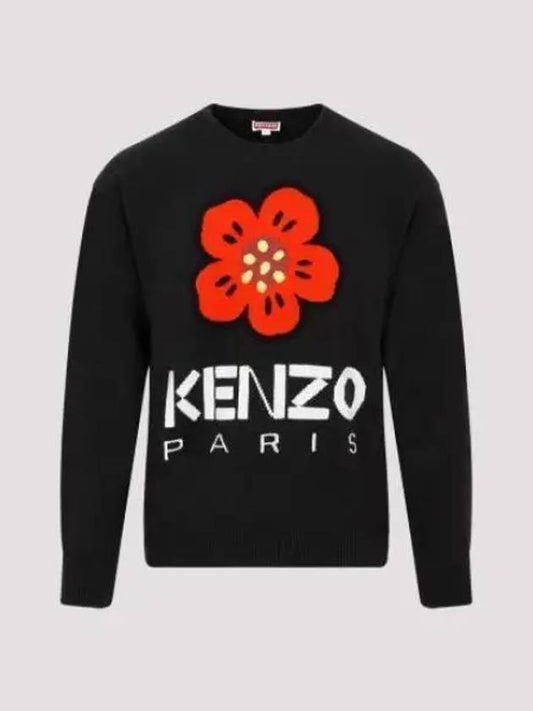 Boke Flower Merino Wool Knit Top Black - KENZO - BALAAN 2