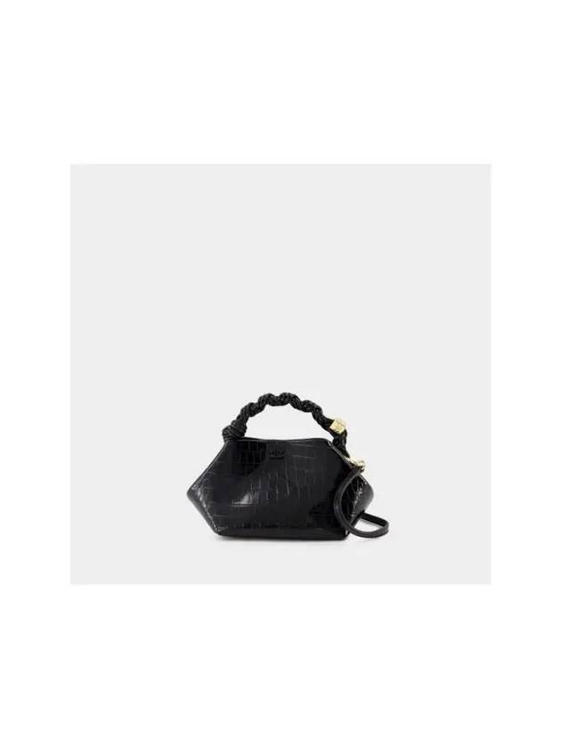 Croco Patent Bou Small Cross Bag Black - GANNI - BALAAN 2