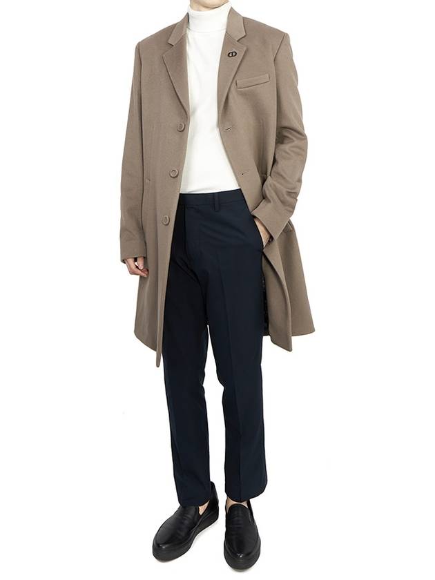 Logo Classic Cashmere Single Coat Brown - DIOR - BALAAN.