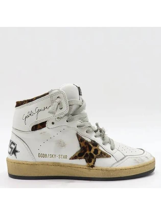 GWF00230 White Leather Leopard SKY STAR High Top Women s Sneakers Size 36 230MM - GOLDEN GOOSE - BALAAN 4