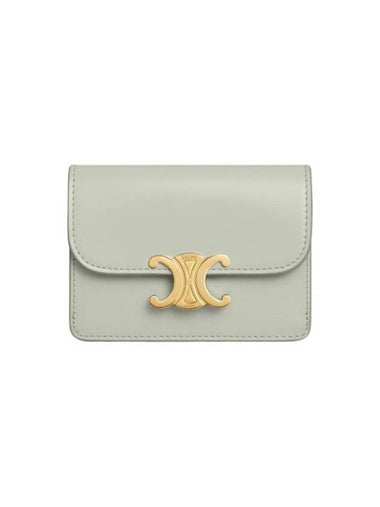 Flap Triomphe Shiny Calfskin Card Wallet Light Clay - CELINE - BALAAN 1