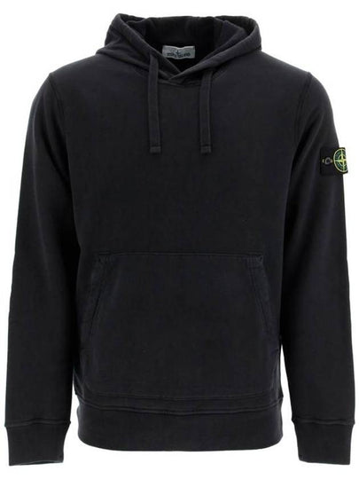 Logo Patch Cotton Fleece Hoodie Black - STONE ISLAND - BALAAN 2