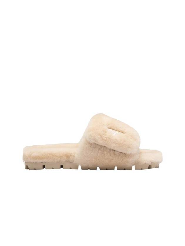 Shearling Slide Slippers Ecru - PRADA - BALAAN 1