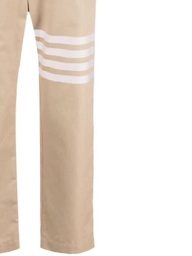 4 Bar Stripe Cotton Straight Pants Beige - THOM BROWNE - BALAAN 3