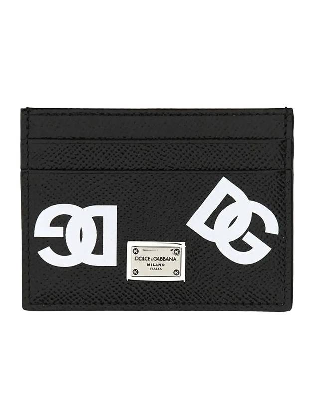 Logo Print Leather Card Wallet Black - DOLCE&GABBANA - BALAAN 1