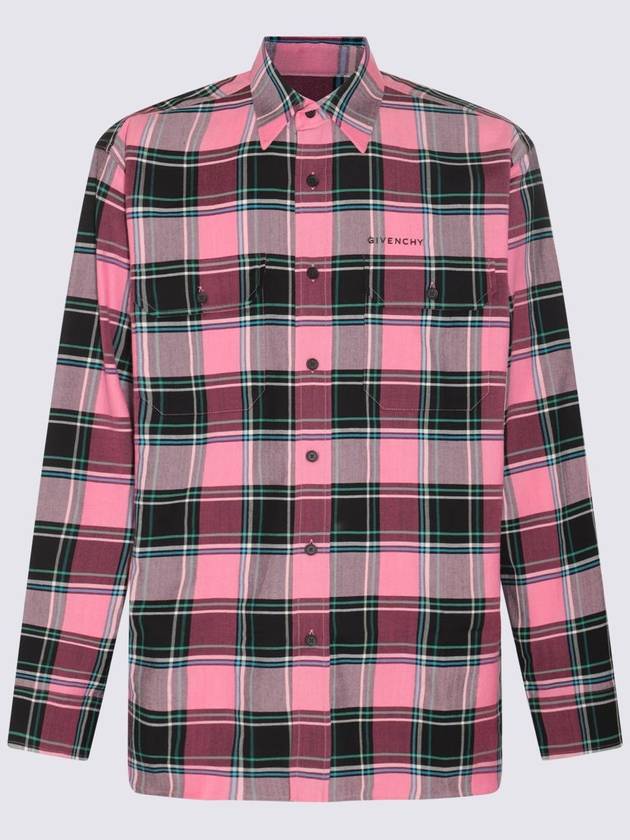 23 fw Multicolor Pink Cotton Virgin Wool Blend Check Shirt BM60Y414YY960 B0480739475 - GIVENCHY - BALAAN 2