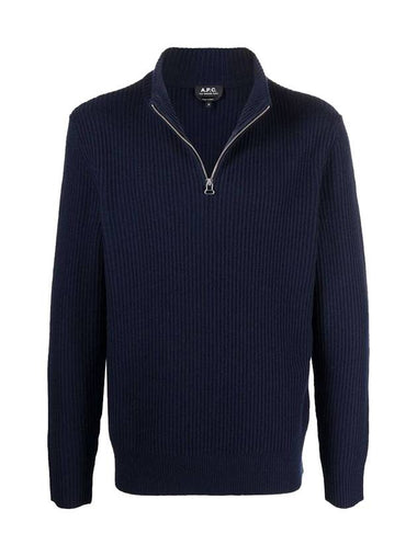 Merino Wool Turtleneck Knit Top Navy - A.P.C. - BALAAN 1