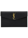 Uptown Grain de Poudre Embossed Leather Clutch Bag Black - SAINT LAURENT - BALAAN 2