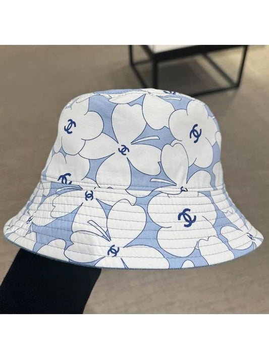 CC Logo Denim Reversible Unisex Bucket Hat Bungeoji Hat Blue - CHANEL - BALAAN 2