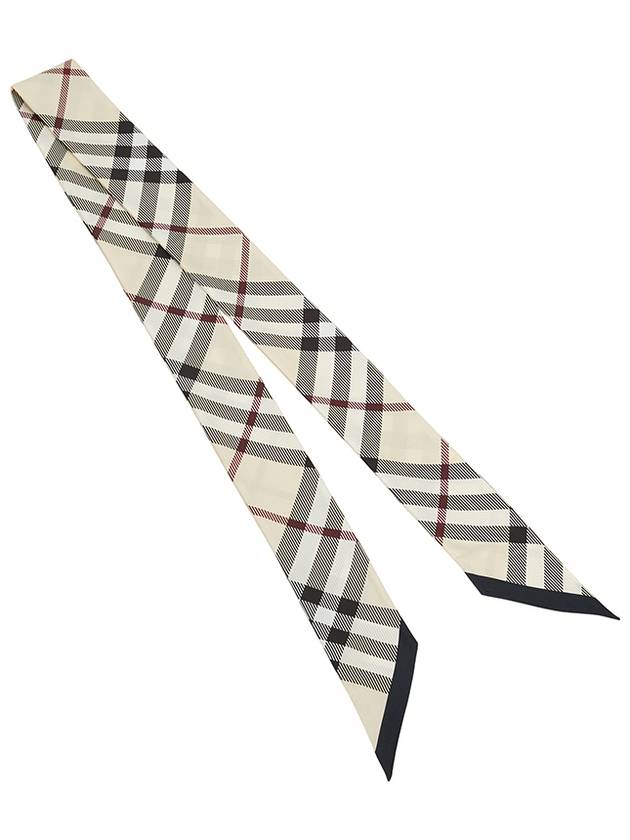 Skinny Check Silk Scarf Stone - BURBERRY - BALAAN 3