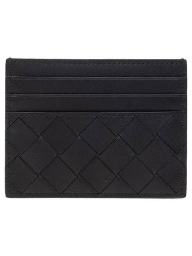 Intrecciato Leather Card Wallet Black - BOTTEGA VENETA - BALAAN 1