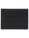 Intrecciato Leather Card Wallet Black - BOTTEGA VENETA - BALAAN 1