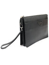 2VF019 Black Saffiano Cuir Silver Lettering Logo Strap Pouch Clutch - PRADA - BALAAN 2