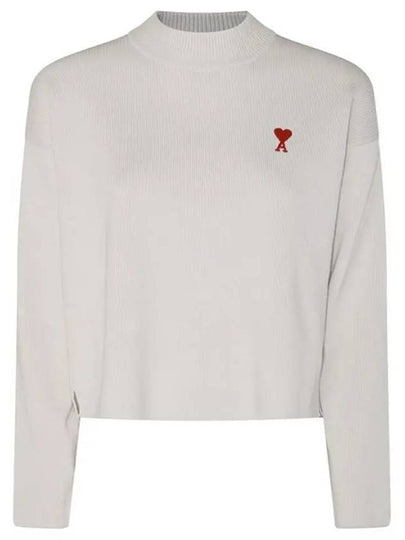 Red ADC Chain Stitch Heart Logo Knit Top Ivory - AMI - BALAAN 2