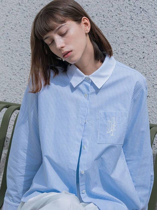 DEFEMMME CLASSY STRIPE CLERIC SHIRT BLUE P00000TG - DEFEMME - BALAAN 2