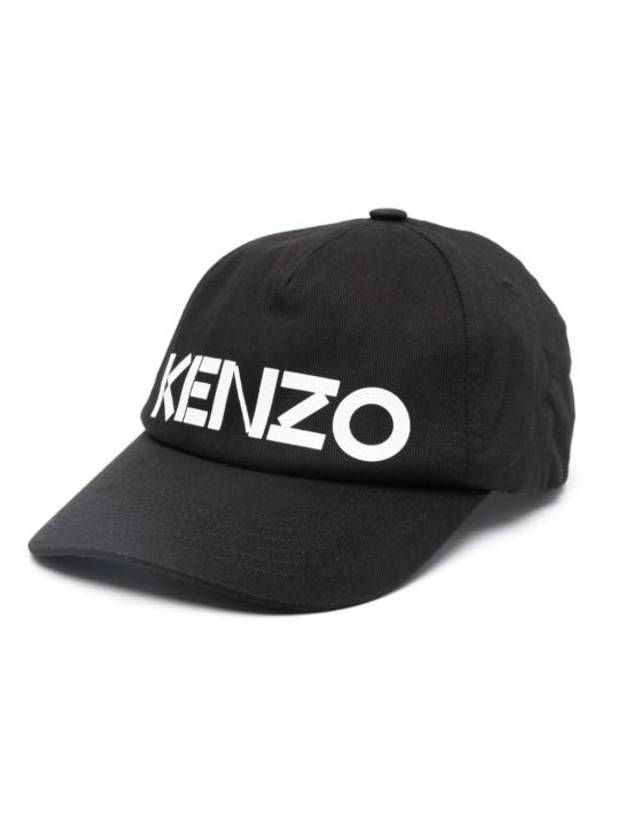 Paris Logo Print Cotton Ball Cap Black - KENZO - BALAAN 2