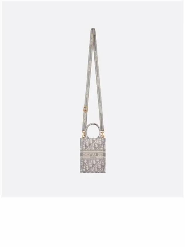 Oblique Embroidery Mini Book Phone Tote Bag Grey - DIOR - BALAAN 5