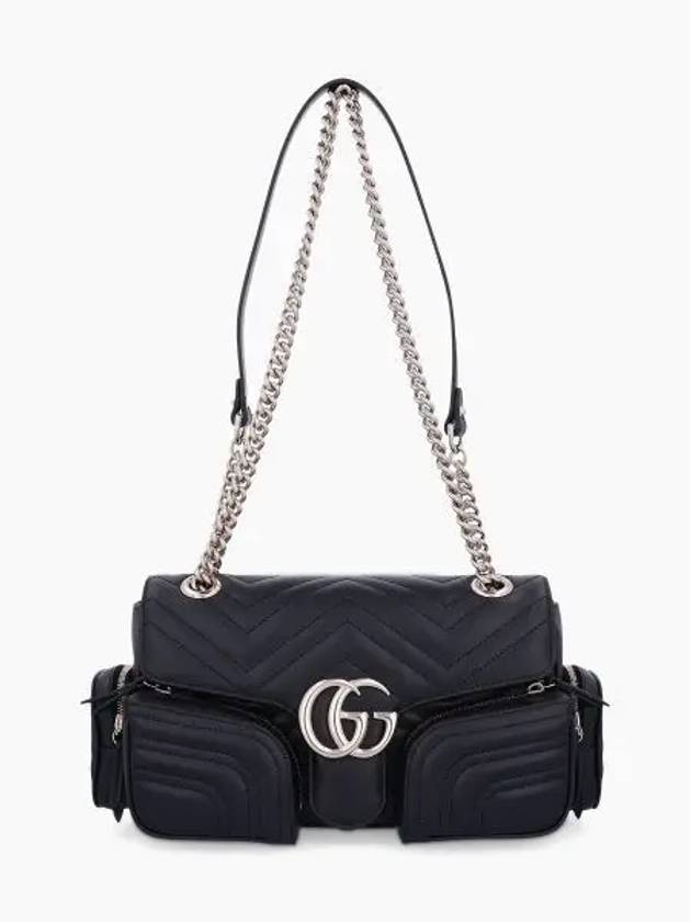 GG Marmont Small Multi Pocket Leather Shoulder Bag Black - GUCCI - BALAAN 2