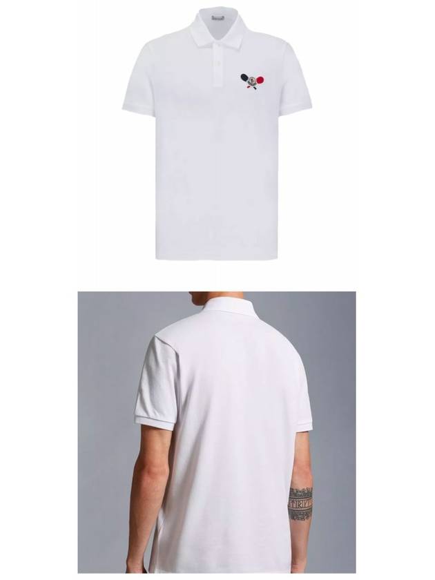 Tennis Logo Patch Polo Shirt White - MONCLER - BALAAN 5